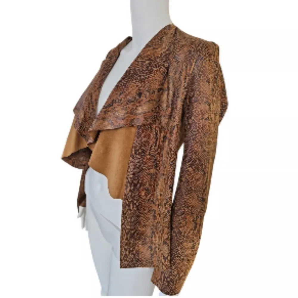 Zara Snake Print Drape Collar Faux Leather Blazer Jacket (new with tags) - Picture 3 of 8